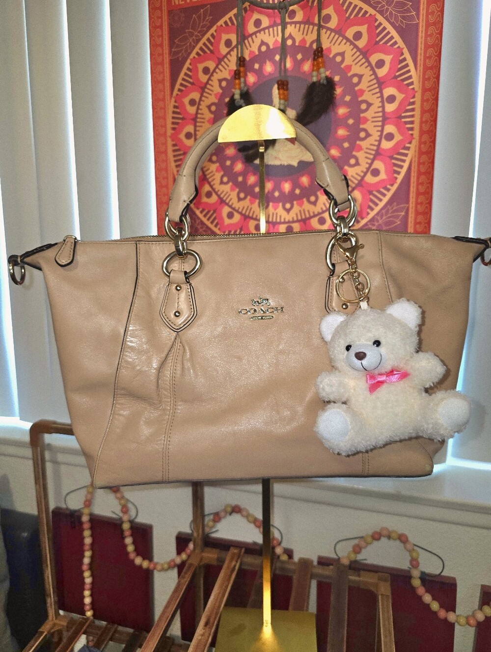 Coach Beige Collette Leather Satchel - Picture 2 of 12